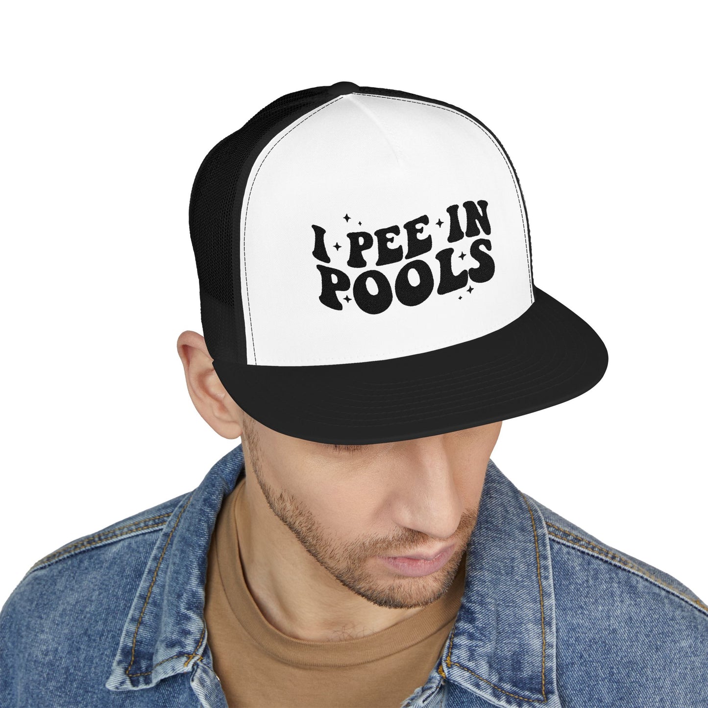 Pee In Pools 5 Panel Trucker Cap (Embroidery)