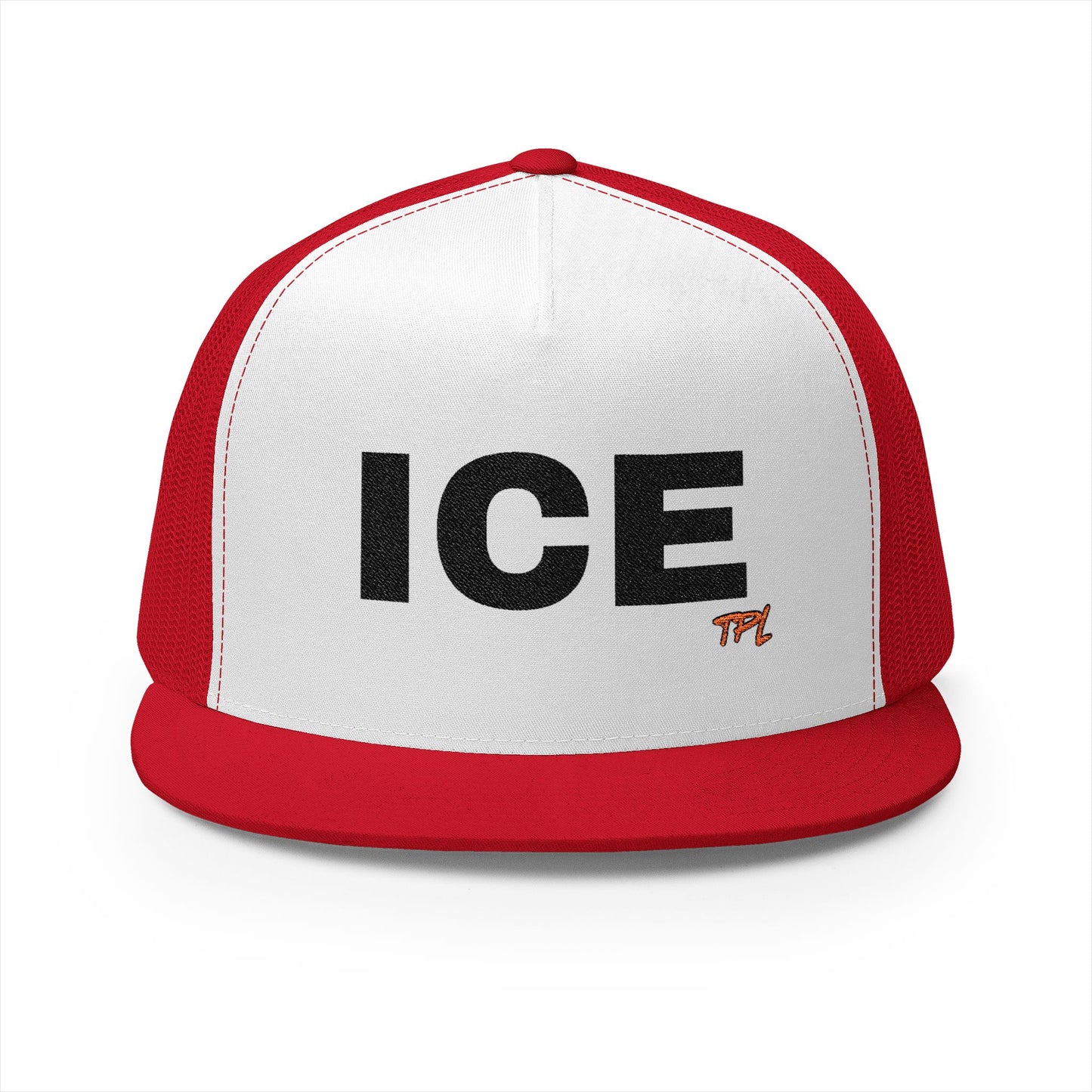 ICE (Ash) 5 Panel Trucker Cap (Embroidery)