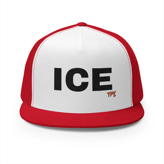 ICE (Ash) 5 Panel Trucker Cap (Embroidery)