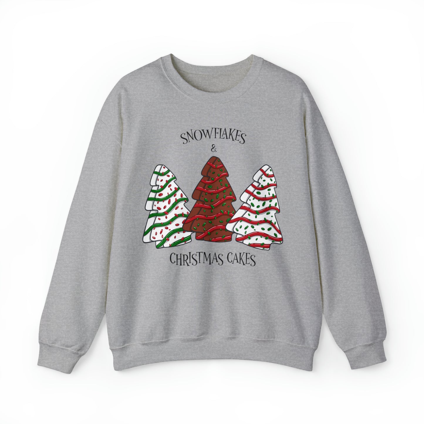 Snowflakes & Christmas Tree Cake Sweatshirt Unisex Heavy Blend™ Crewneck Sweatshirt