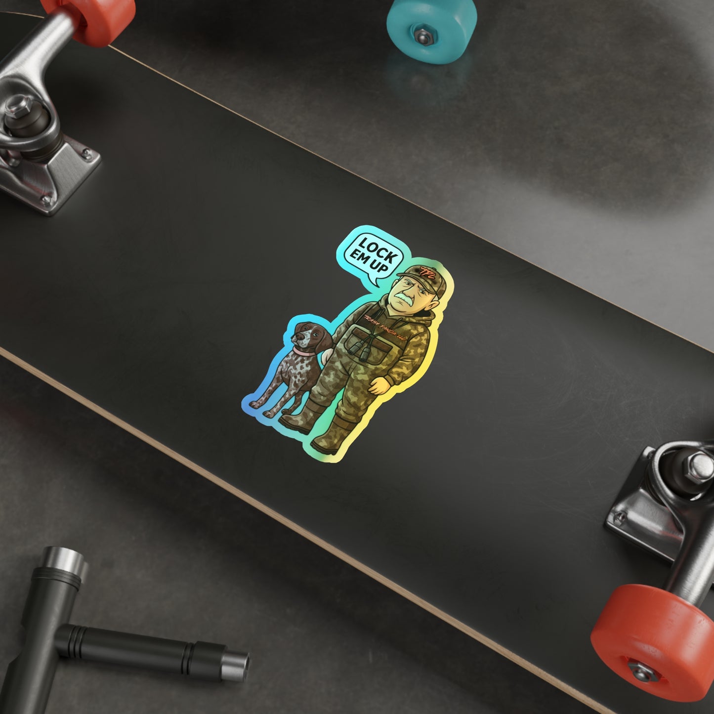 Lock Em Up Hunting Dog Holographic Die-cut Stickers