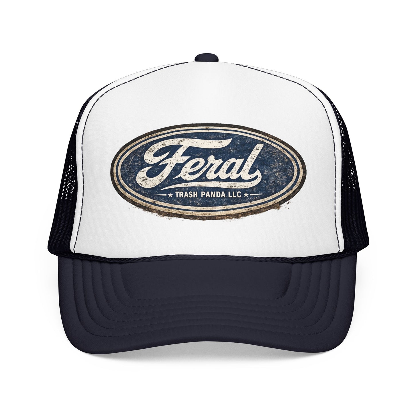 Feral Blue Oval Foam Trucker Hat (Printed)