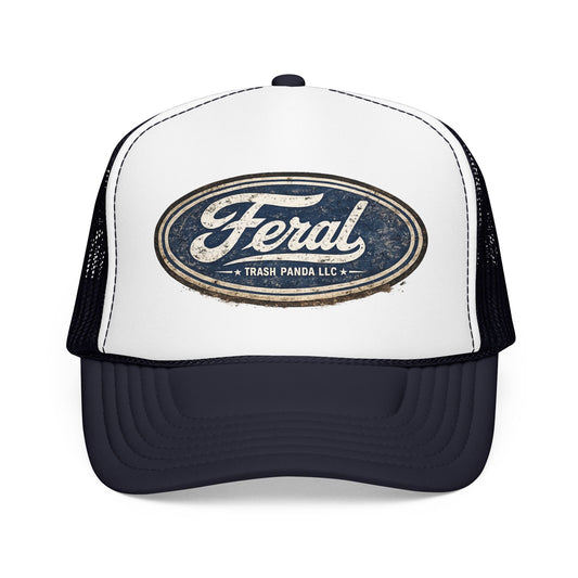 Feral Blue Oval Foam Trucker Hat (Printed)