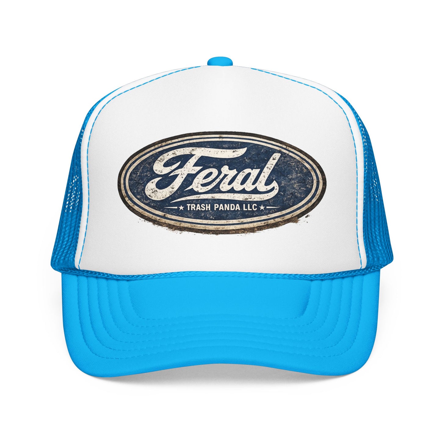 Feral Blue Oval Foam Trucker Hat (Printed)