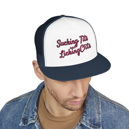 Sucking Ts and Licking Cs (Pink Thread) Panel Trucker Cap (Embroidery)
