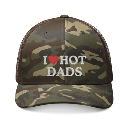 I Heart Hot Dads Camouflage Trucker Hat