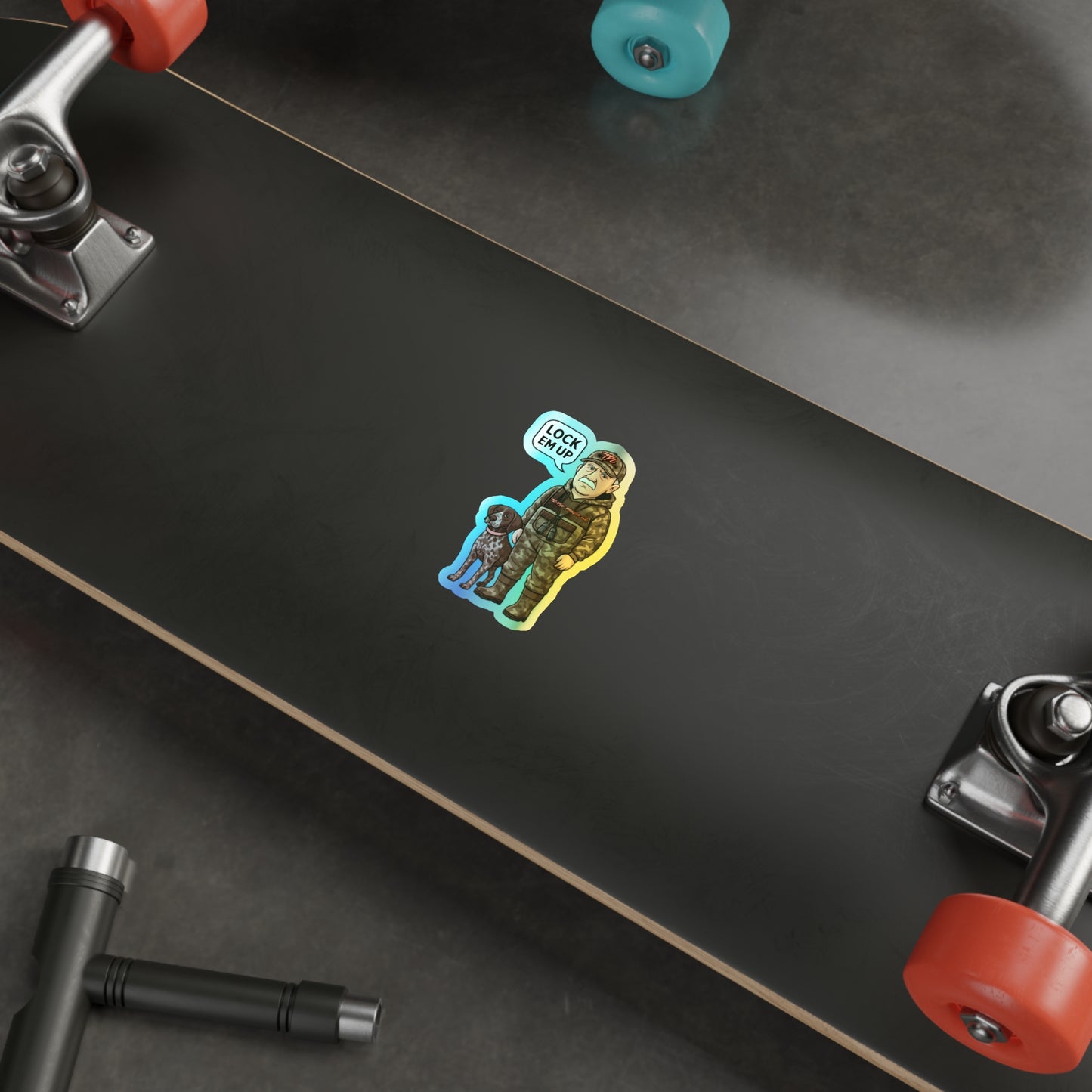 Lock Em Up Hunting Dog Holographic Die-cut Stickers