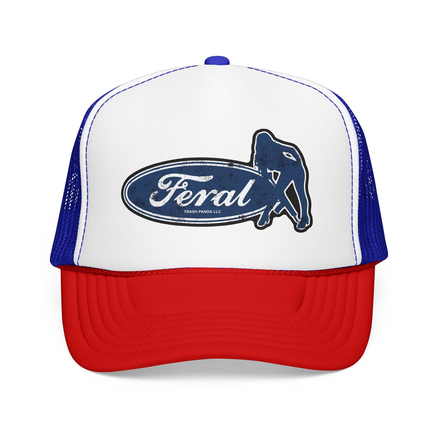 Feral Blue Oval Foam Trucker Hat (Printed)