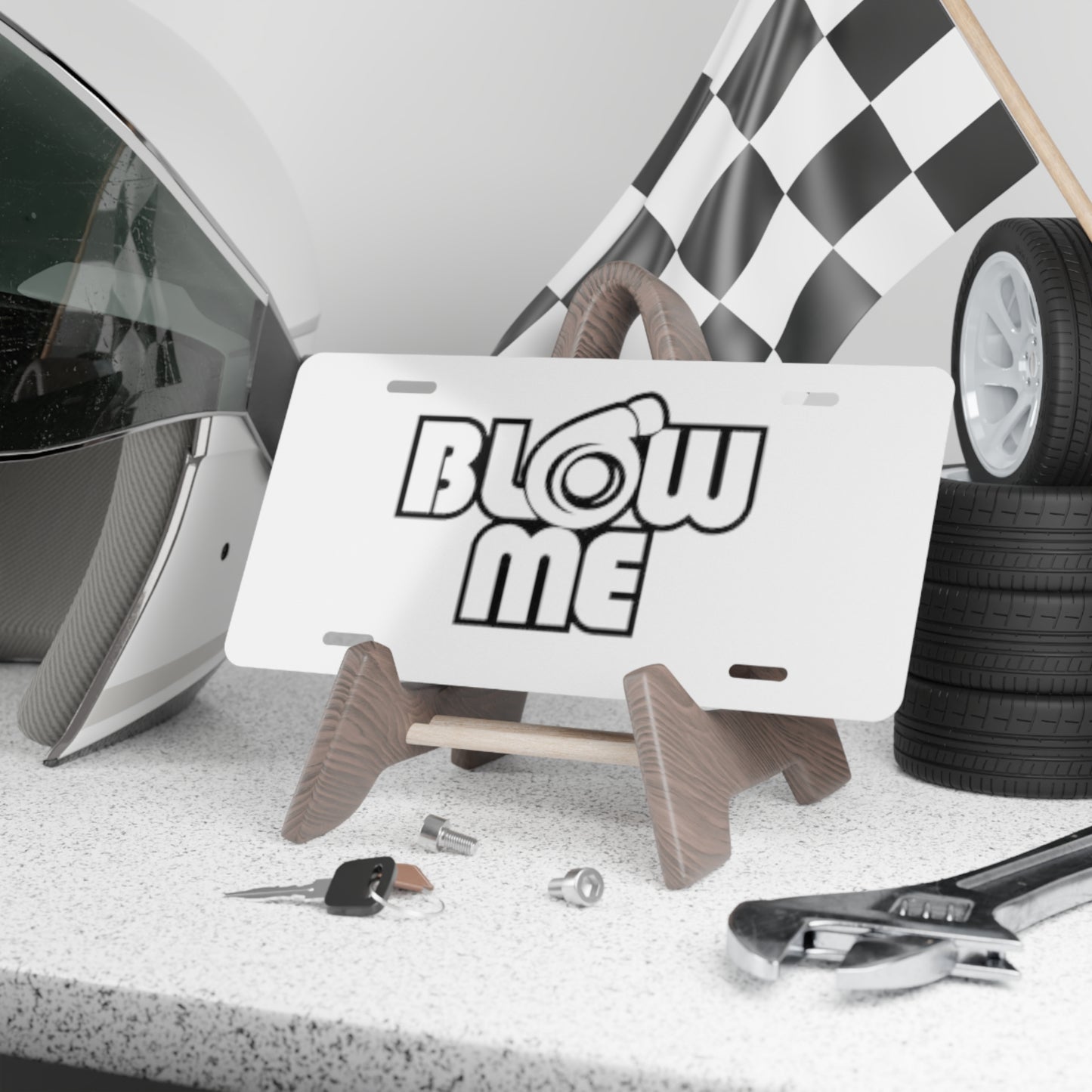 Blow Me White Vanity Plate