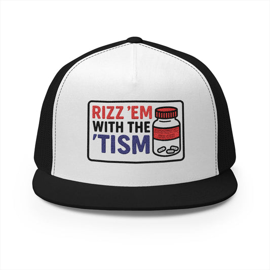 Rizz Em With The Tism (Tynl) 5 Panel Trucker Cap (Embroidery)