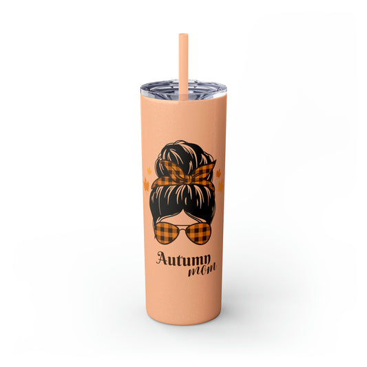 Autumn Mom Skinny Tumbler with Straw, 20oz