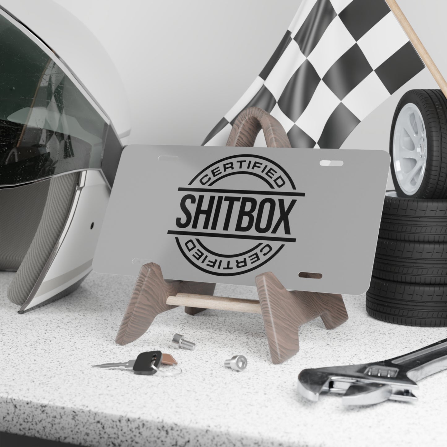 Sh*t Box Certified Grey Vanity Plate