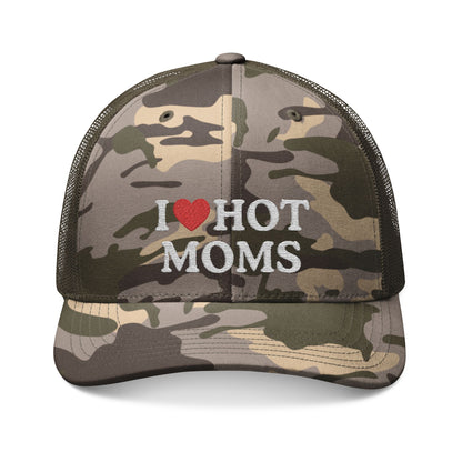 I Heart Hot Moms Camouflage Trucker Hat