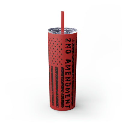 2A Flag Skinny Tumbler with Straw, 20oz