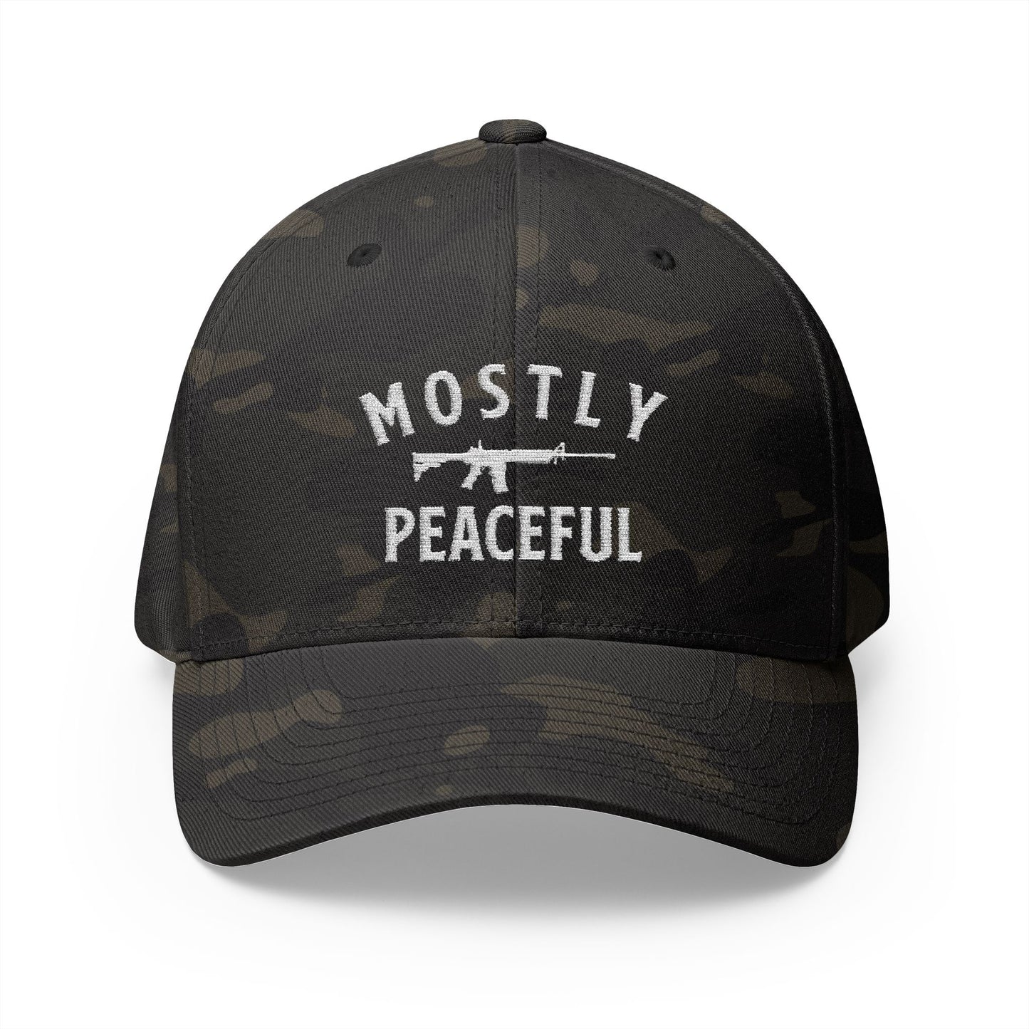 Mostly Peaceful Embroidered FlexFit Hat