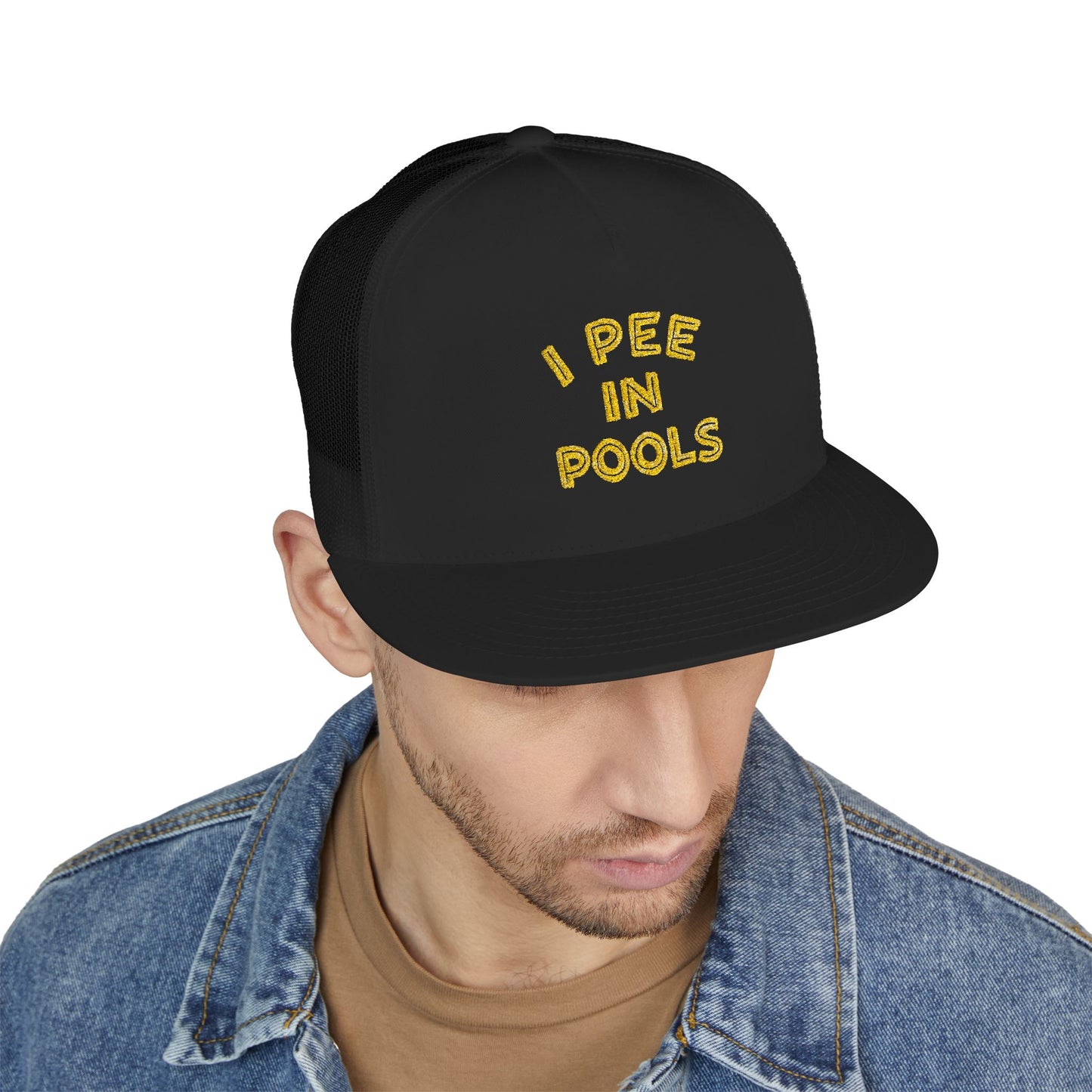Pee In Pools 5 Panel Trucker Cap (Embroidery)