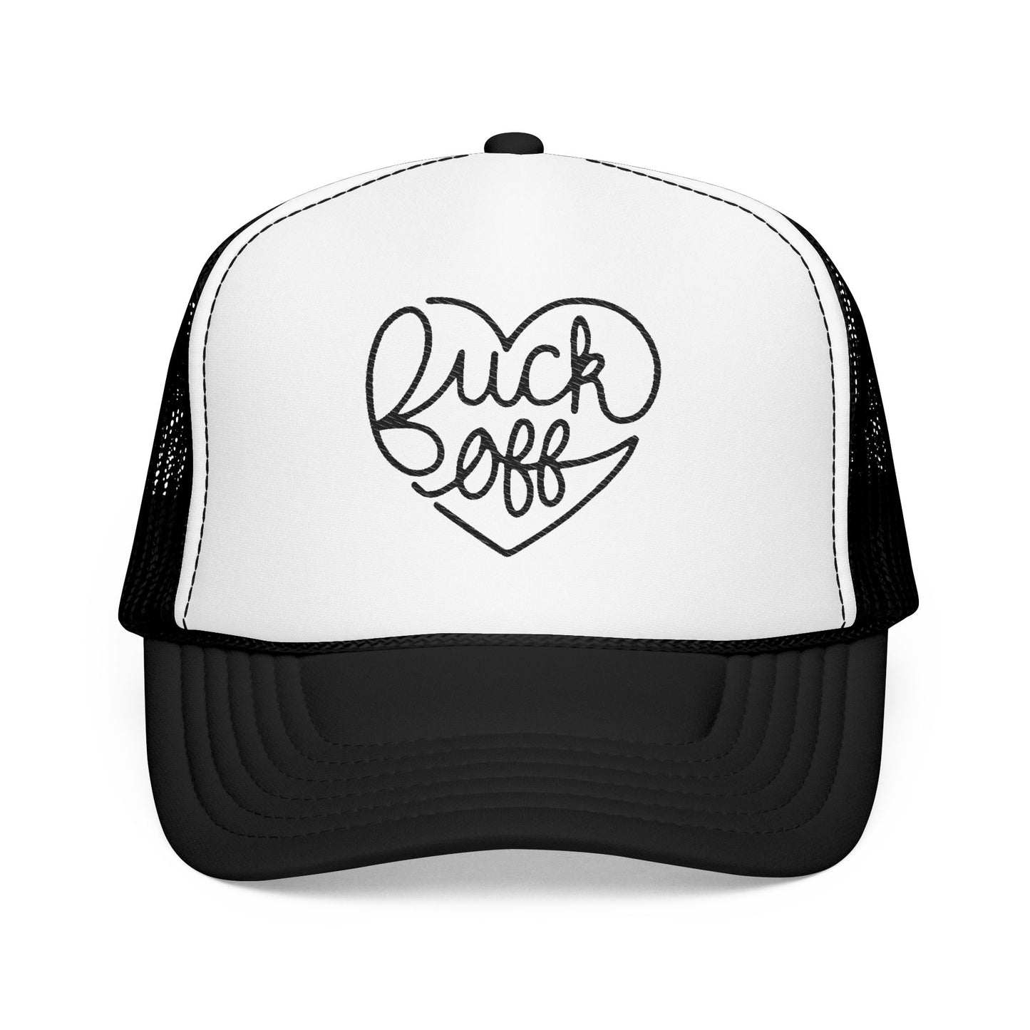 F*ck Off Heart Foam Trucker Hat (Embroidery)