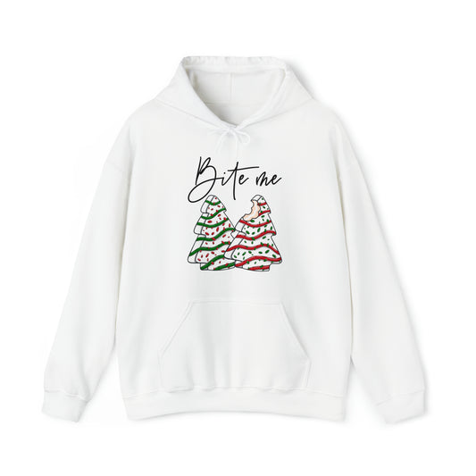 Bite Me Christmas Tree Cake Unisex Heavy Blend™ Hooded Sweatshirt