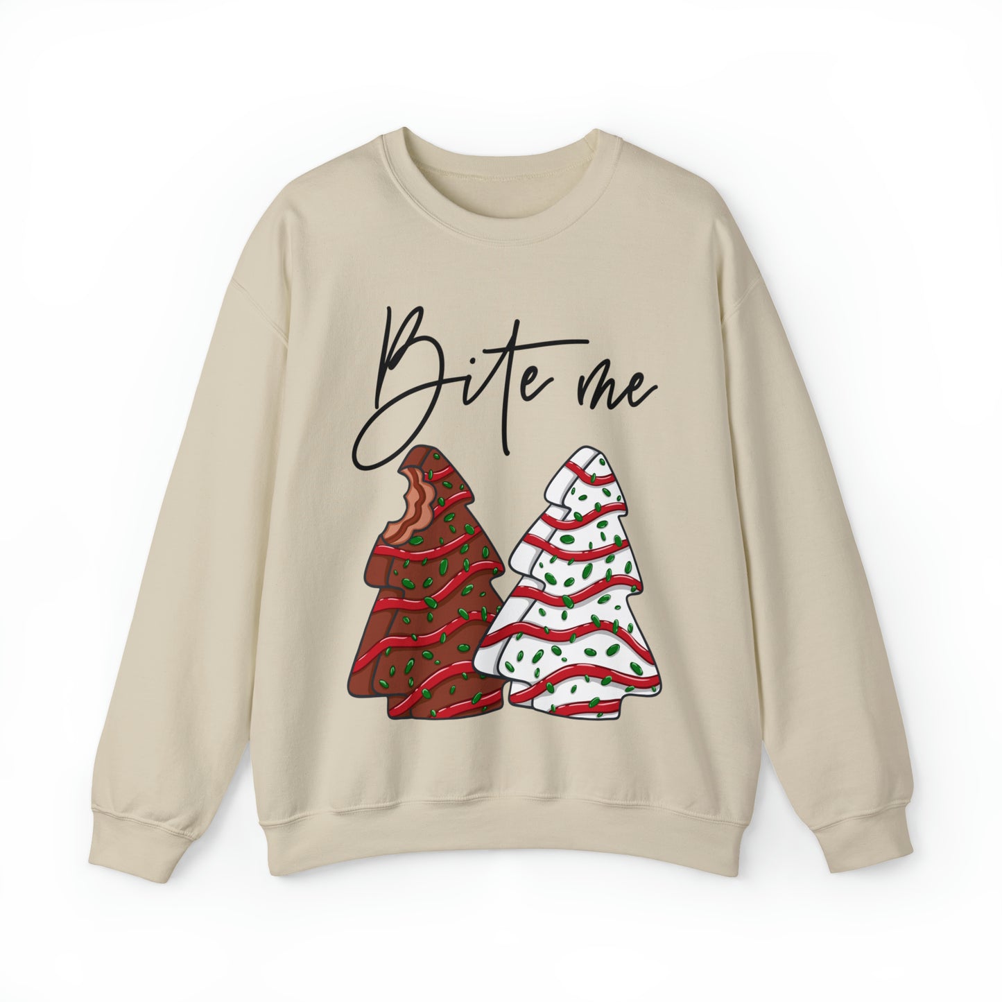 Bite Me Christmas Tree Cake 2.0 Sweatshirt Unisex Heavy Blend™ Crewneck Sweatshirt