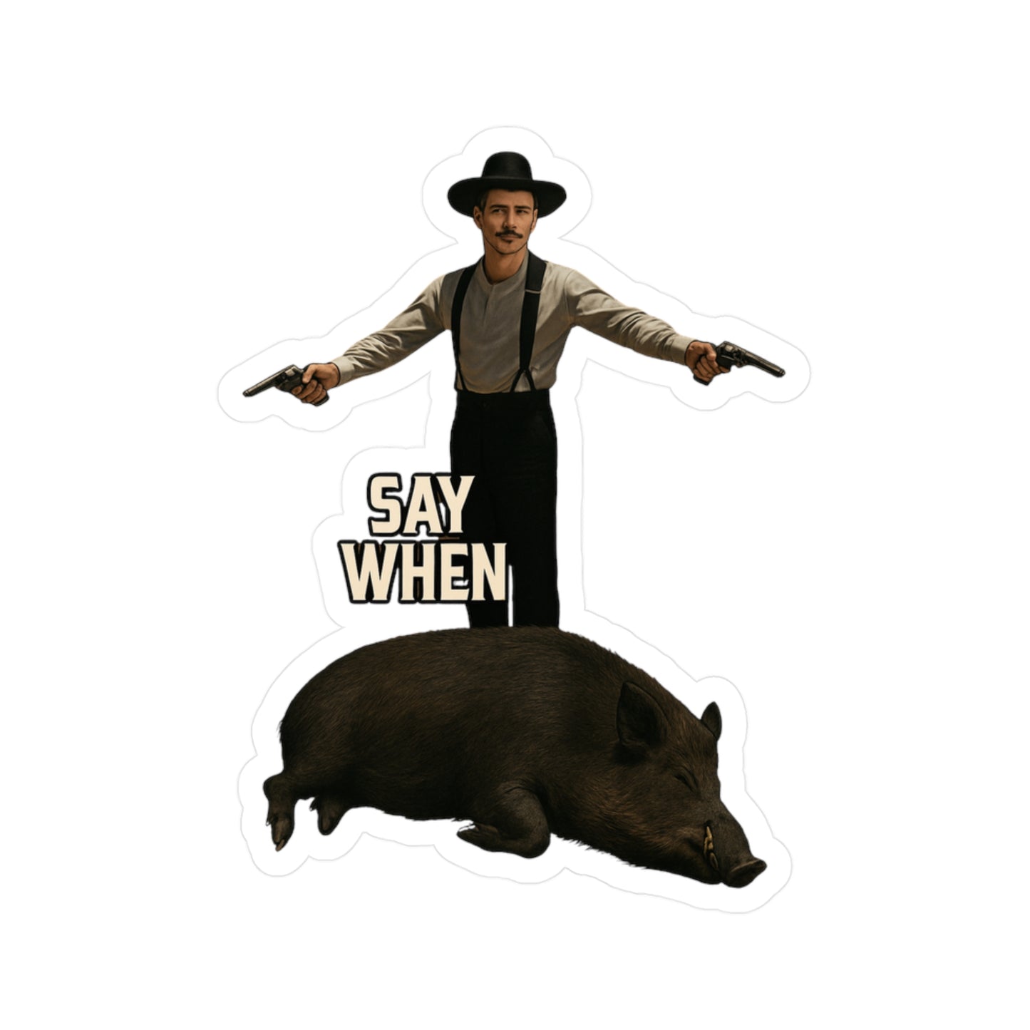Say When Doc Holiday Wild Boar Vinyl Decal