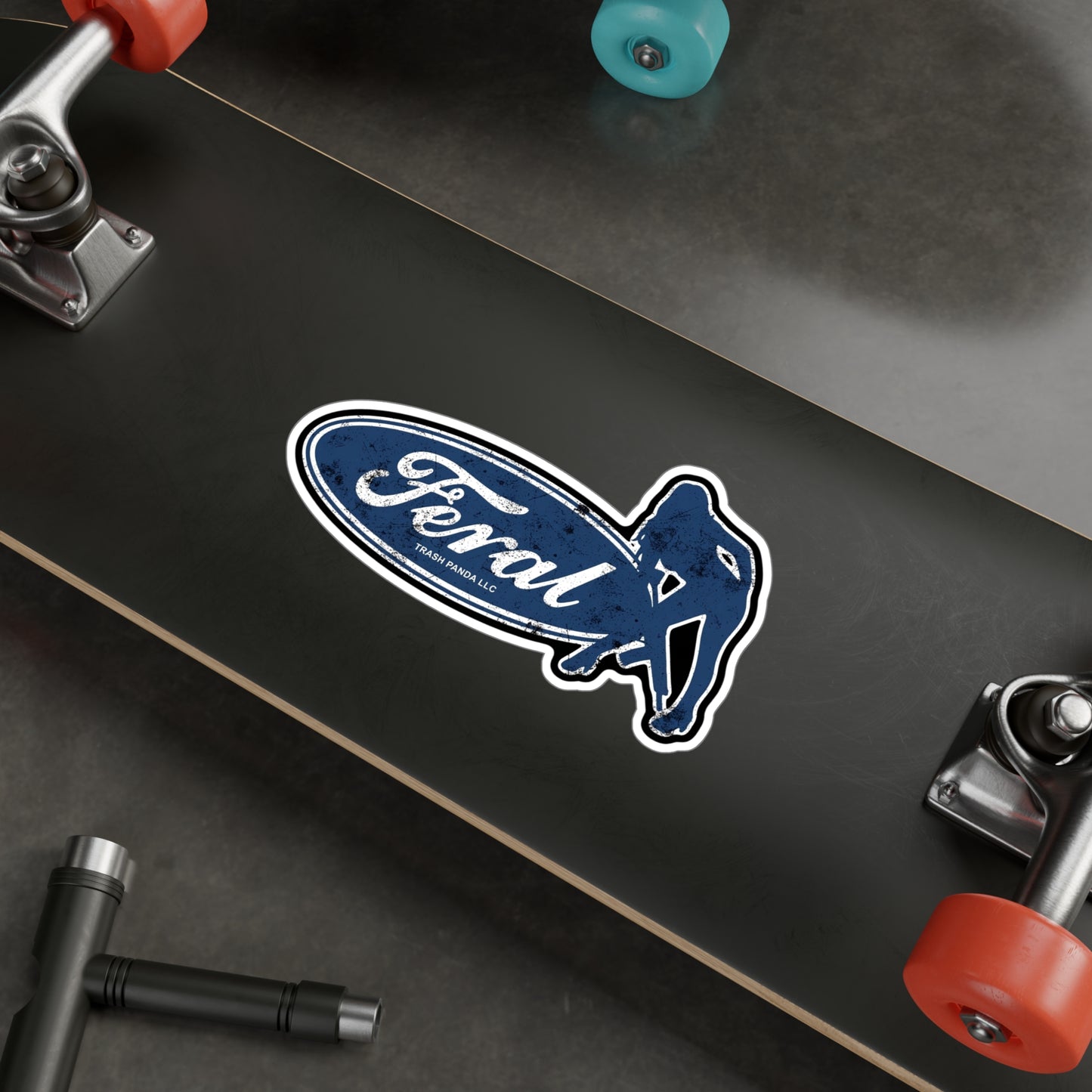 Feral Blue Oval Vinyl Decals