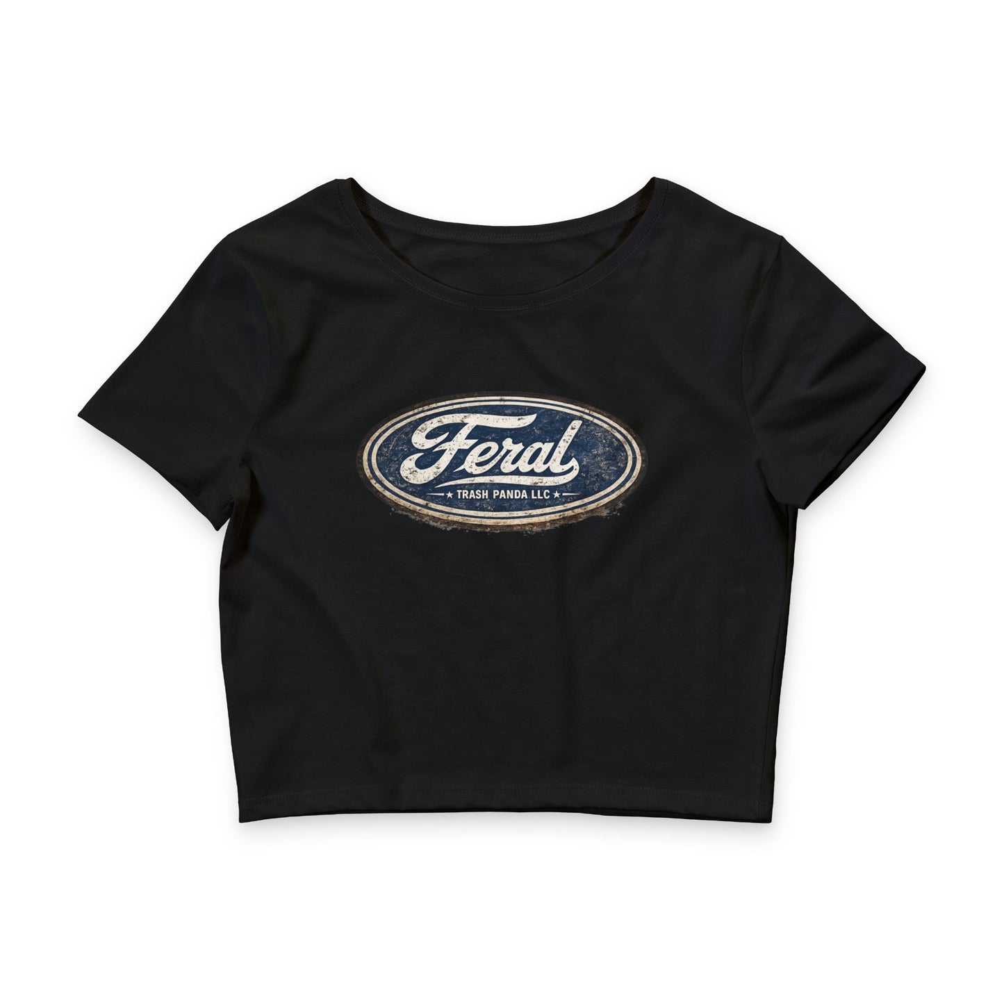 Feral Blue Oval Women’s Poly-Cotton Crop Tee