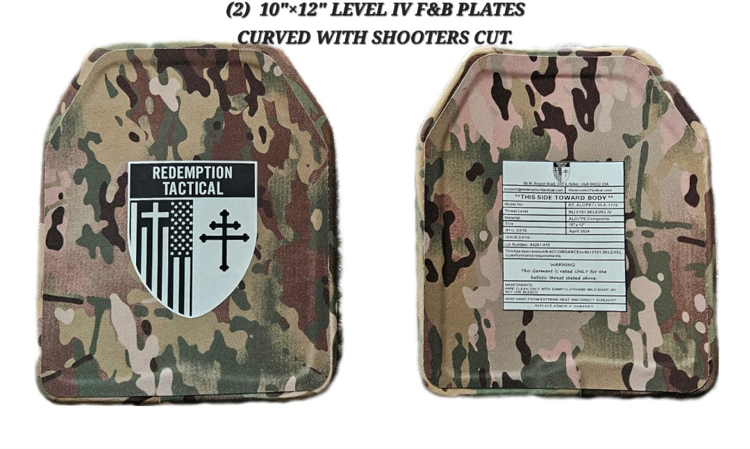 RT CRUSADER 2.0® ARMOR KIT Front/Back Plates LIGHTWEIGHT LEVEL IV  (2) 10x12 Front/Back Plates Full Kit